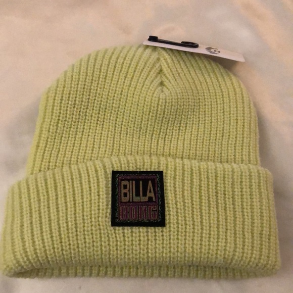 Billabong Walled Cuffed 100% Acrylic Ribbed Beanie Hat Light Green OS NWT - Picture 14 of 16